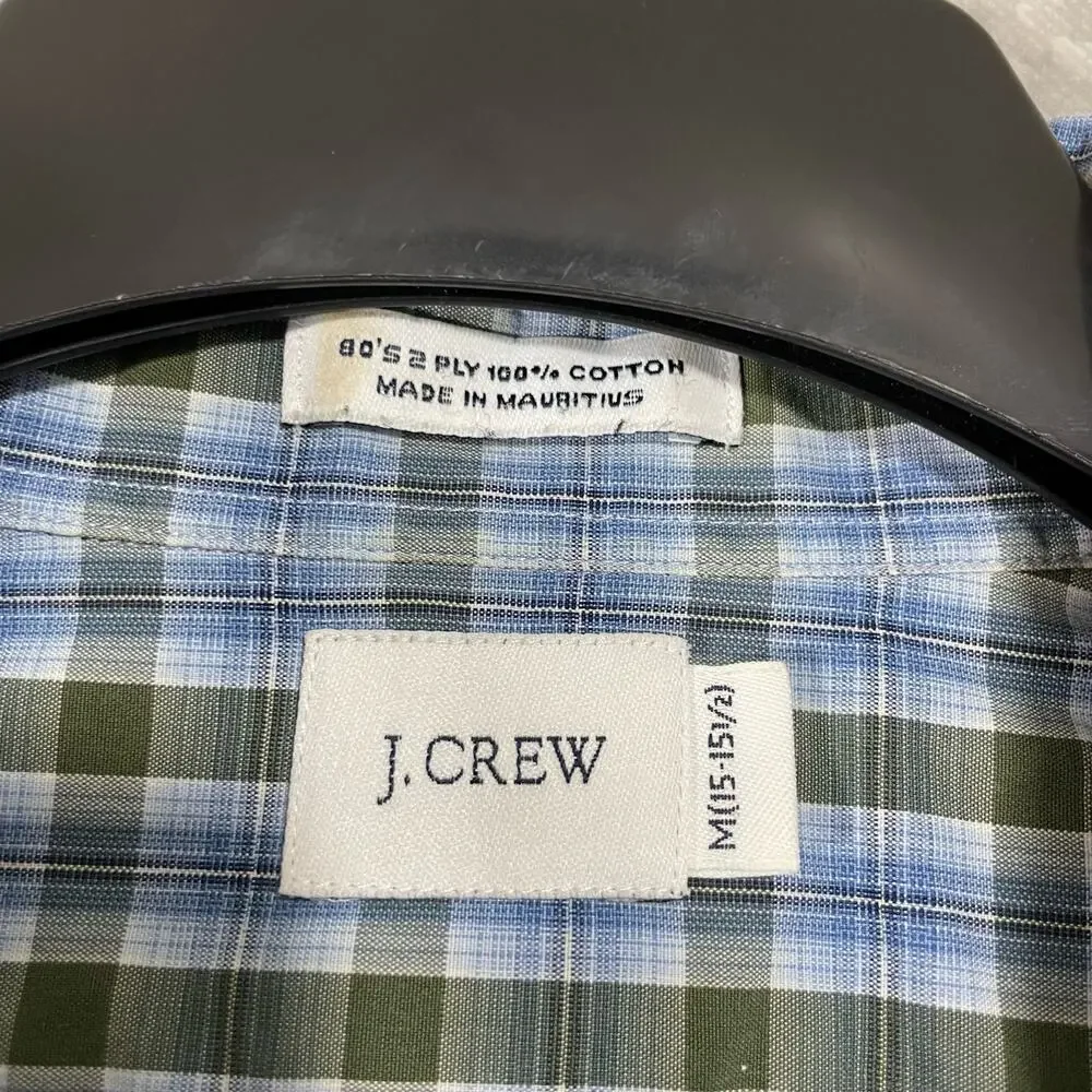 J Crew Blue Plaid 80's 2-Ply Long Sleeve Button Up Shirt - Size Medium 15-15 1/2